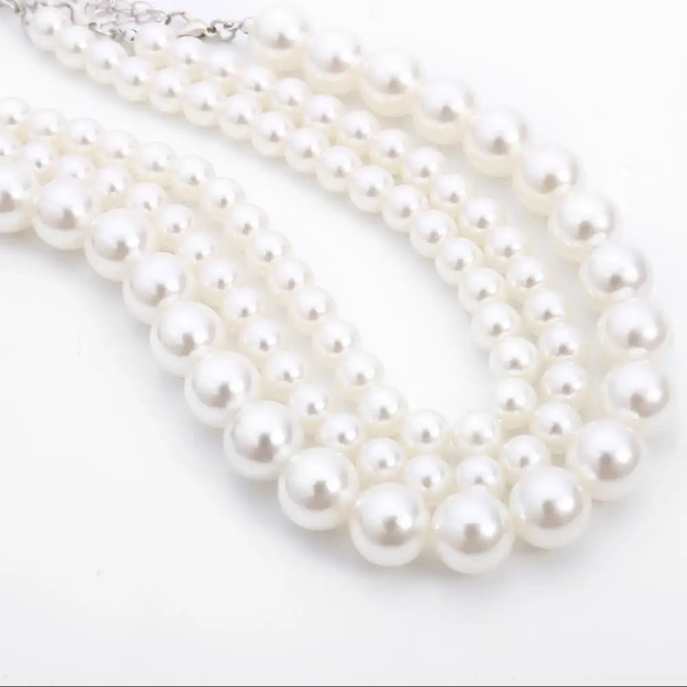 Layer White Imitation Pearl Necklace  Jewelry