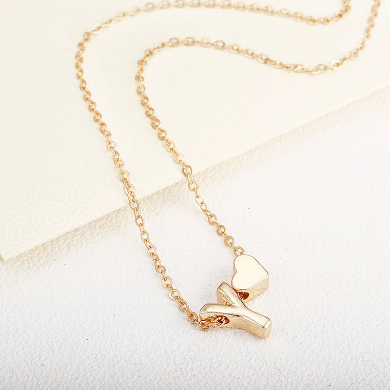 2024 Fashion Tiny Heart Dainty Initial Necklace With Letter Name Choker Necklace For Women Pendant Jewelry Accessories Gift