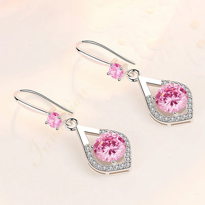 HuiSept Fashion Silver 925 Earrings Jewelry Sapphire Zircon Gemstone Long Style Drop Earrings for Female Wedding Party Ornaments