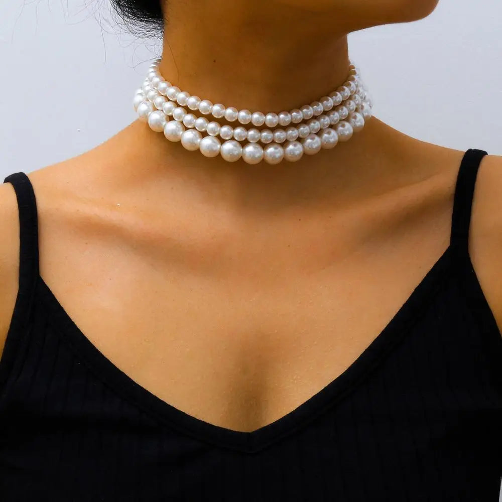 Layer White Imitation Pearl Necklace  Jewelry