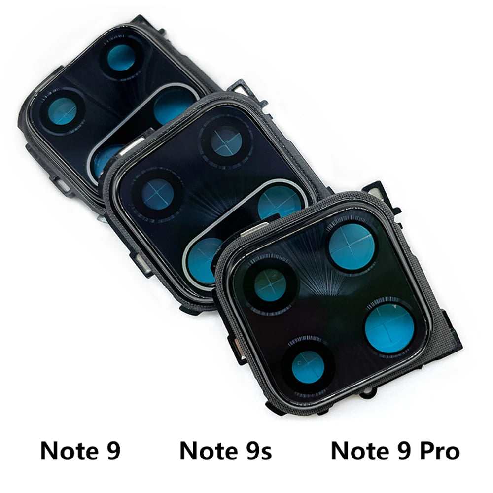 NEW Camera Rear Glass Lens Cover With Frame Holder For Xiaomi Redmi Note 9S 9 Pro With Sticker Replacement Spare Parts