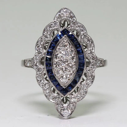 Vintage Charm Rings for Women 925 Silver Jewelry with Sapphire Zircon