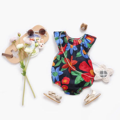 Sanlutoz Flowers Baby Bodysuit Summer Cotton Baby Girls Clothes Sleeveless Infant Bodysuits Cute