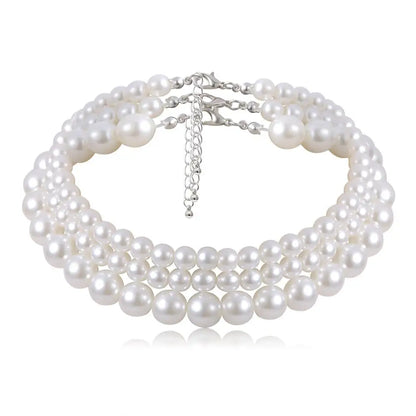 Layer White Imitation Pearl Necklace  Jewelry