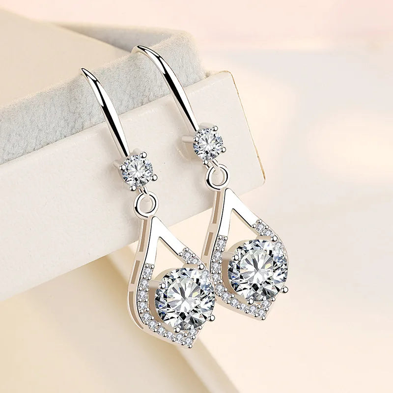 HuiSept Fashion Silver 925 Earrings Jewelry Sapphire Zircon Gemstone Long Style Drop Earrings for Female Wedding Party Ornaments