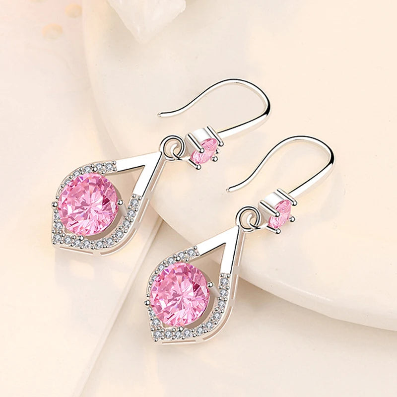 HuiSept Fashion Silver 925 Earrings Jewelry Sapphire Zircon Gemstone Long Style Drop Earrings for Female Wedding Party Ornaments