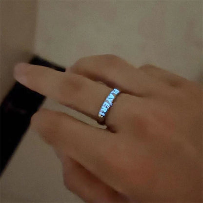 Fashion Love Heart Luminous Couple Ring For Women Men Glow In Dark Player 1/2 Gaming Ring Adjustable Finger Rings Jewelry Gift