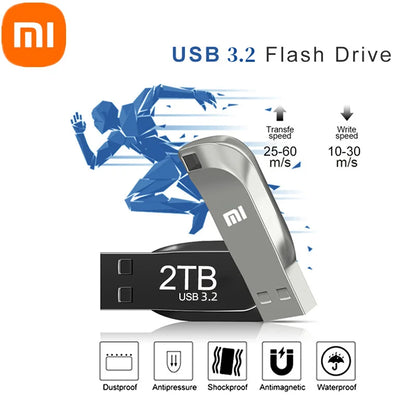 Pen Drive 2 TB USB 3.2 Flash Metal Drive 1TB Large Capacity High-Speed Transfer Storage Waterproof Memory U Disk Original