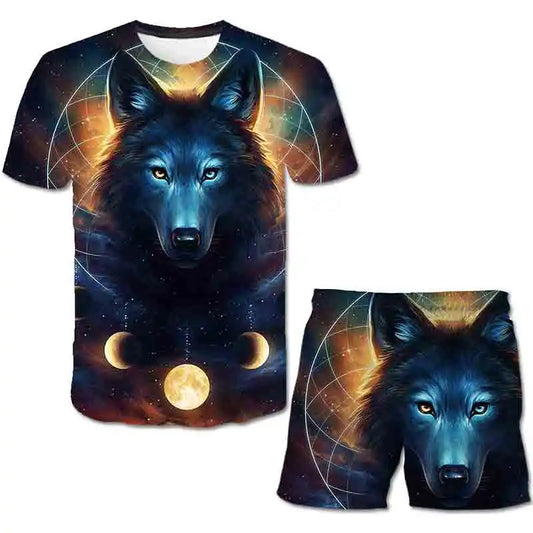 Kids Wolf Summer Clothes Sets Boys Girls