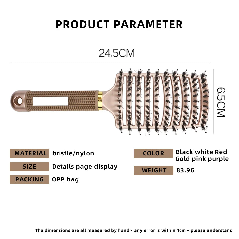 Hair Scalp Massage Comb Bristle Nylon Hairbrush Wet Curly Detangle Anti-Static Hair Brush Professional Salon Hairdressing Style