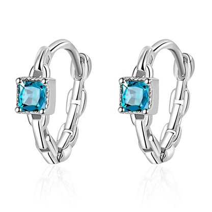 New style 925 sterling silver earrings blue zircon crystal simple geometric design jewelry for women engagement party gifts