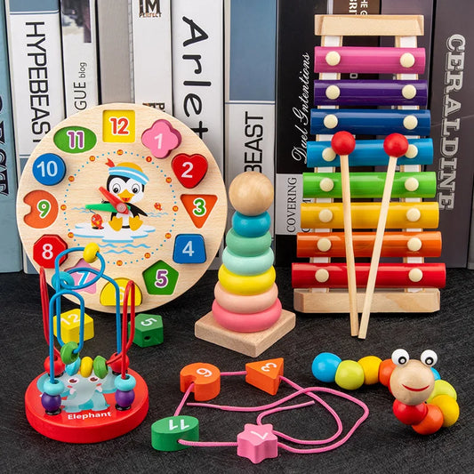 Montessori Baby Toys Kids 3D Wooden Puzzles Early Learning Baby Games Toys Educational Wooden Toys For Children Birthday Gifts