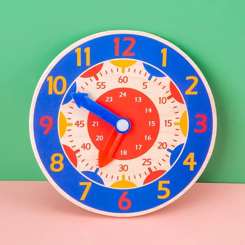 Kids Montessori Wooden Clock Toys Time Learning Teaching Aids Educational Toys For Children Primary School Clever Board Toy