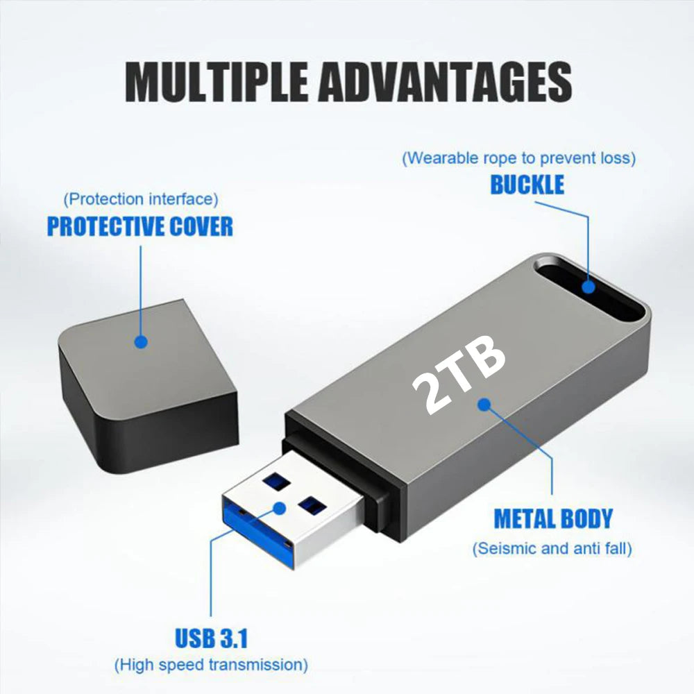 Metal Flash Drive USB Pendrive 2TB USB 3.1 Cle USB Pen Drive USB Memory 1TB File Transfer Waterproo USB Flash 64GB Free Shipping