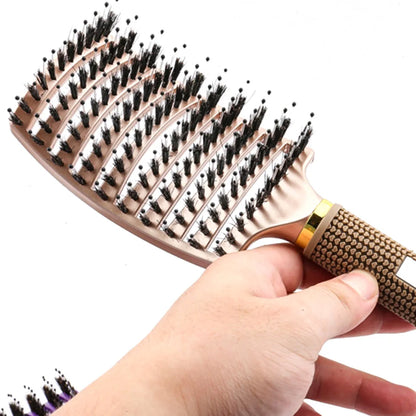 Hair Scalp Massage Comb Bristle Nylon Hairbrush Wet Curly Detangle Anti-Static Hair Brush Professional Salon Hairdressing Style