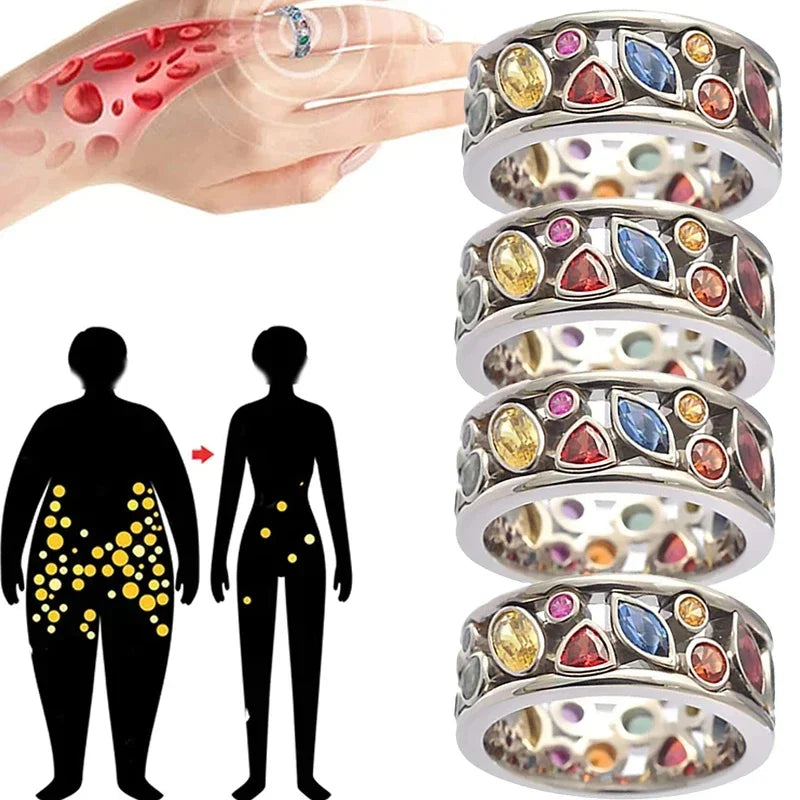 Women Magnetic Therapy Ring Torina Crystal Quartz Ionix       for Weight Loss Lymph Drainage