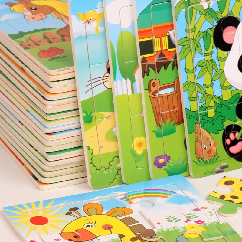 Wooden Puzzles for Kids Cartoon Animals