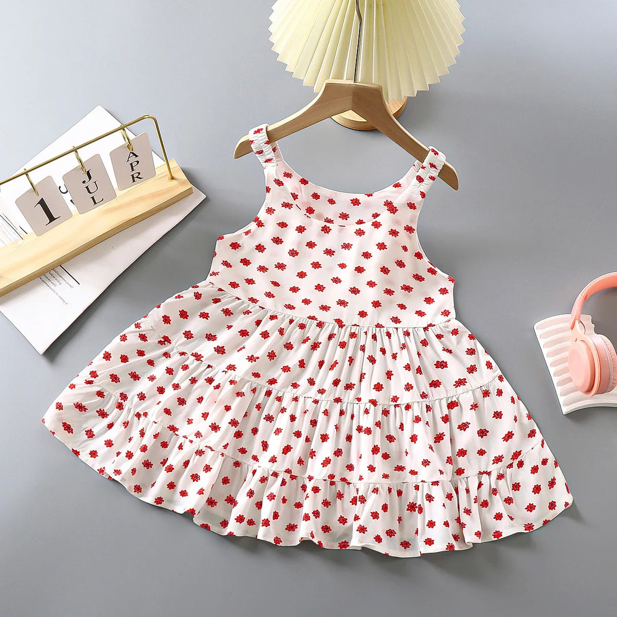 New Straps Dress Girl Clothes Children Outfit Strawberry Flower Princess