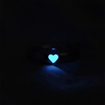 Fashion Love Heart Luminous Couple Ring For Women Men Glow In Dark Player 1/2 Gaming Ring Adjustable Finger Rings Jewelry Gift