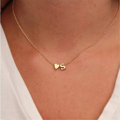 2024 Fashion Tiny Heart Dainty Initial Necklace With Letter Name Choker Necklace For Women Pendant Jewelry Accessories Gift