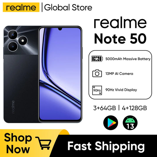 realme Note 50 Mobile Phone 6.74" 90Hz Realistic Screen 13MP AI Camera Octa-Core Processor Phone 5000mAh Large Battery