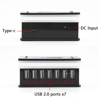 USB HUB 2.0 7 Port Multiple Expander USB 2.0 Hub RGB light Multi USB Splitter Hub Use Power Adapter Computer Accessory