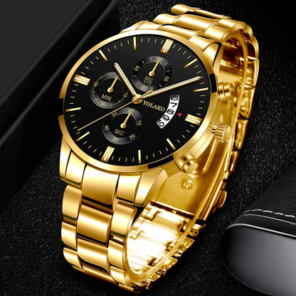 Reloj Hombre Fashion Men Stainless Steel Watch Luxury Calendar Quartz Wristwatch Business Watches Man Clock Relogio Masculino