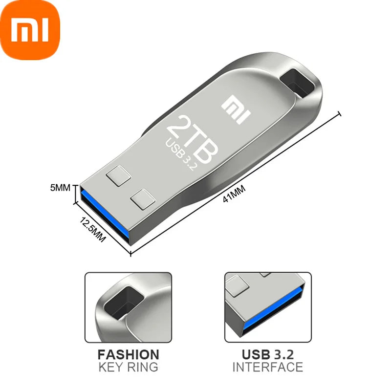 Pen Drive 2 TB USB 3.2 Flash Metal Drive 1TB Large Capacity High-Speed Transfer Storage Waterproof Memory U Disk Original