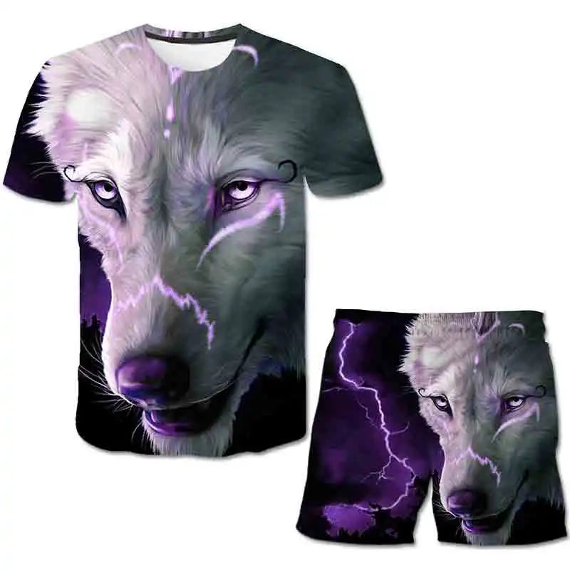 Kids Wolf Summer Clothes Sets Boys Girls