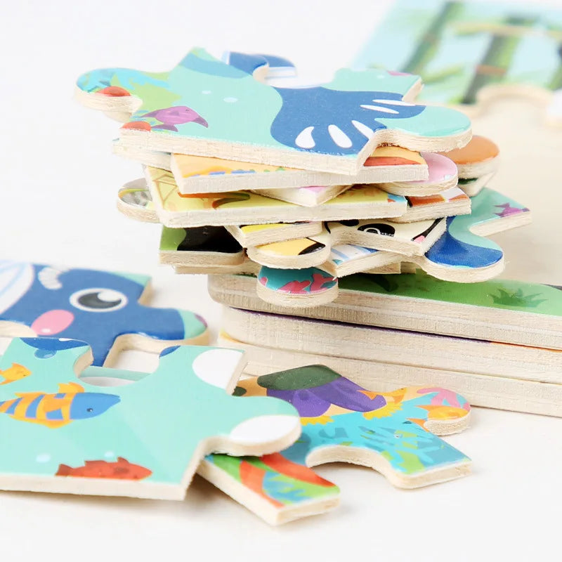 Wooden Puzzles for Kids Cartoon Animals