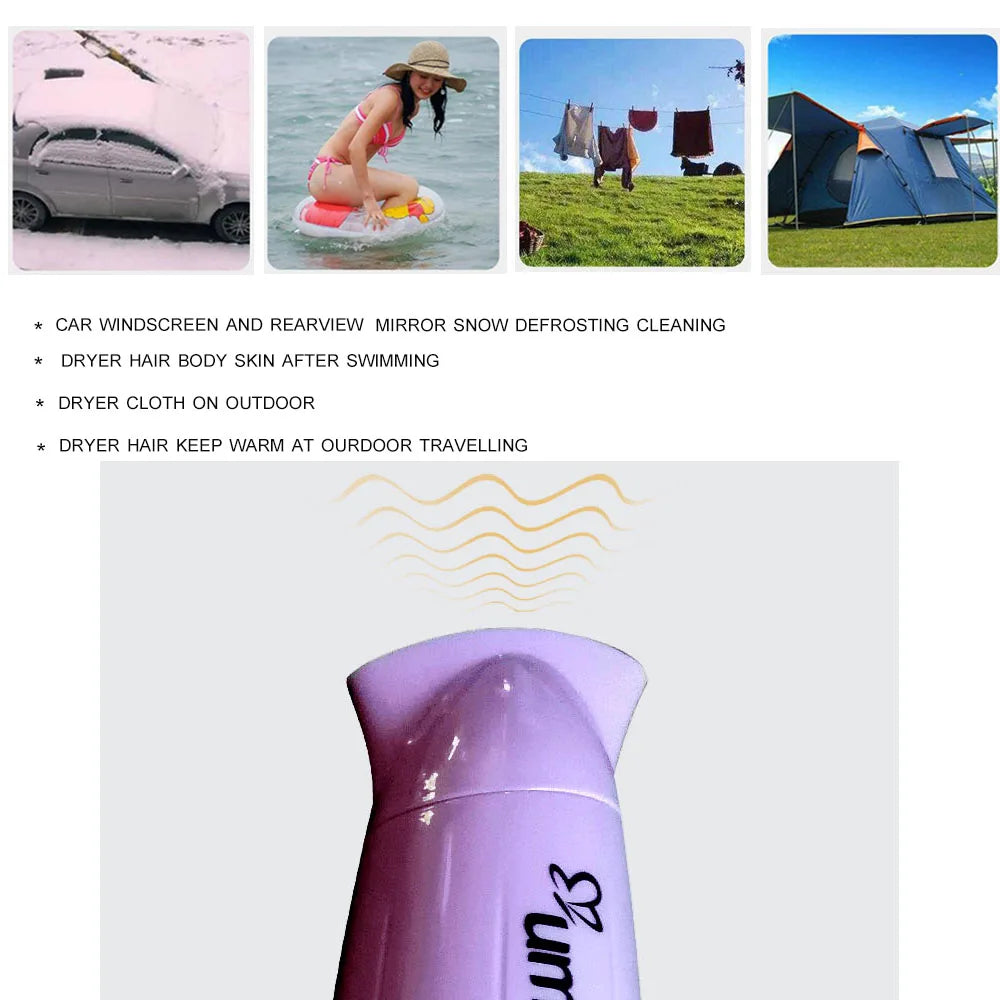 Hair Dryer Car Style Fold Blower Hot Wind and Cold Wind Available Window Defroster Drop ship Self-Driving Travel More Convenient