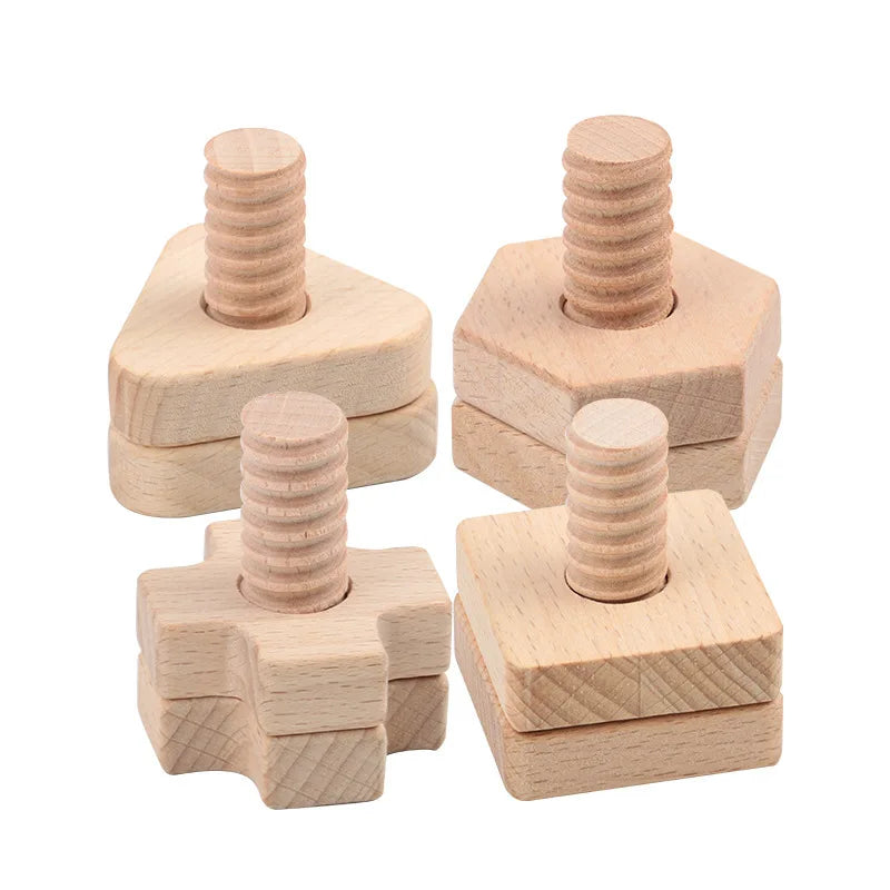 Montessori Busy Board Toy Children's Geometric Matching Building Block Nut Screw Combination Wooden Toys Woodworking Materials