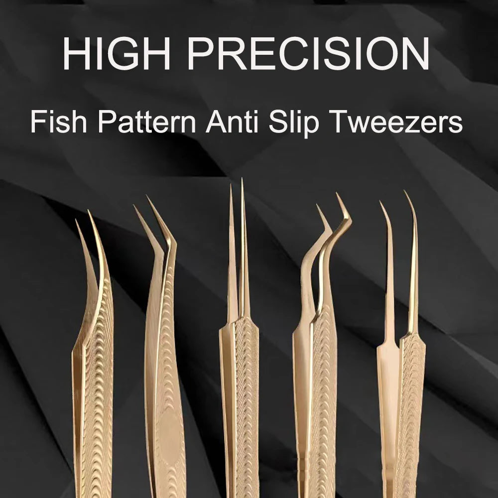 Tweezers Professional Golden Stainless Steel