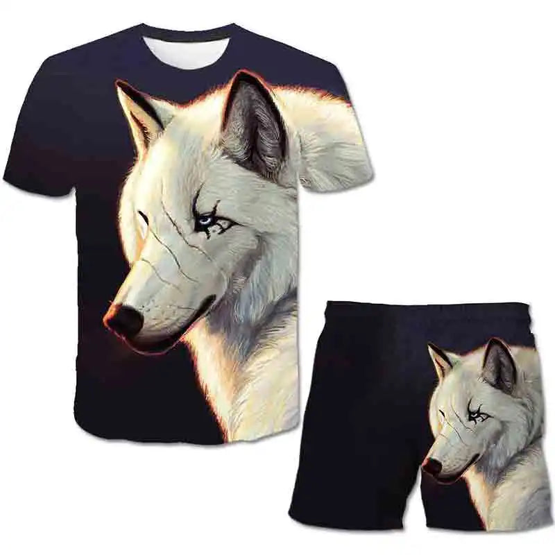 Kids Wolf Summer Clothes Sets Boys Girls