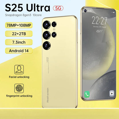 S25 Ultra New smartphone 5G 7.3-inch high-definition Android 14 Snapdragon 8gen3 10core dual SIM phone 7800mAh unlocking phone