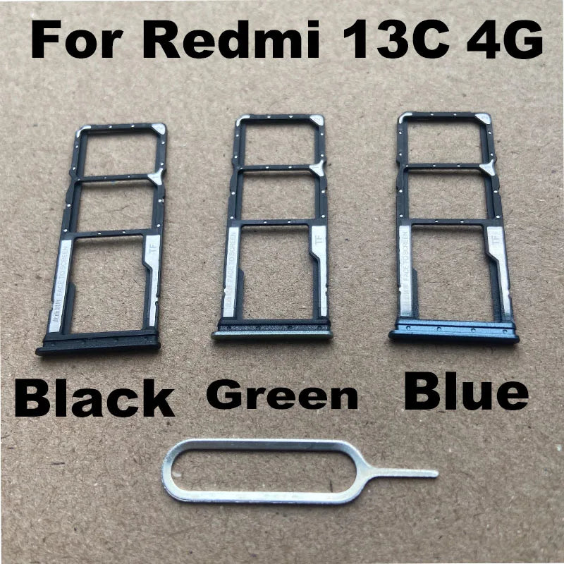 New For Xiaomi Redmi 13C Sim Card Tray Slot Holder Socket Adapter Connector Repair Parts Replacement