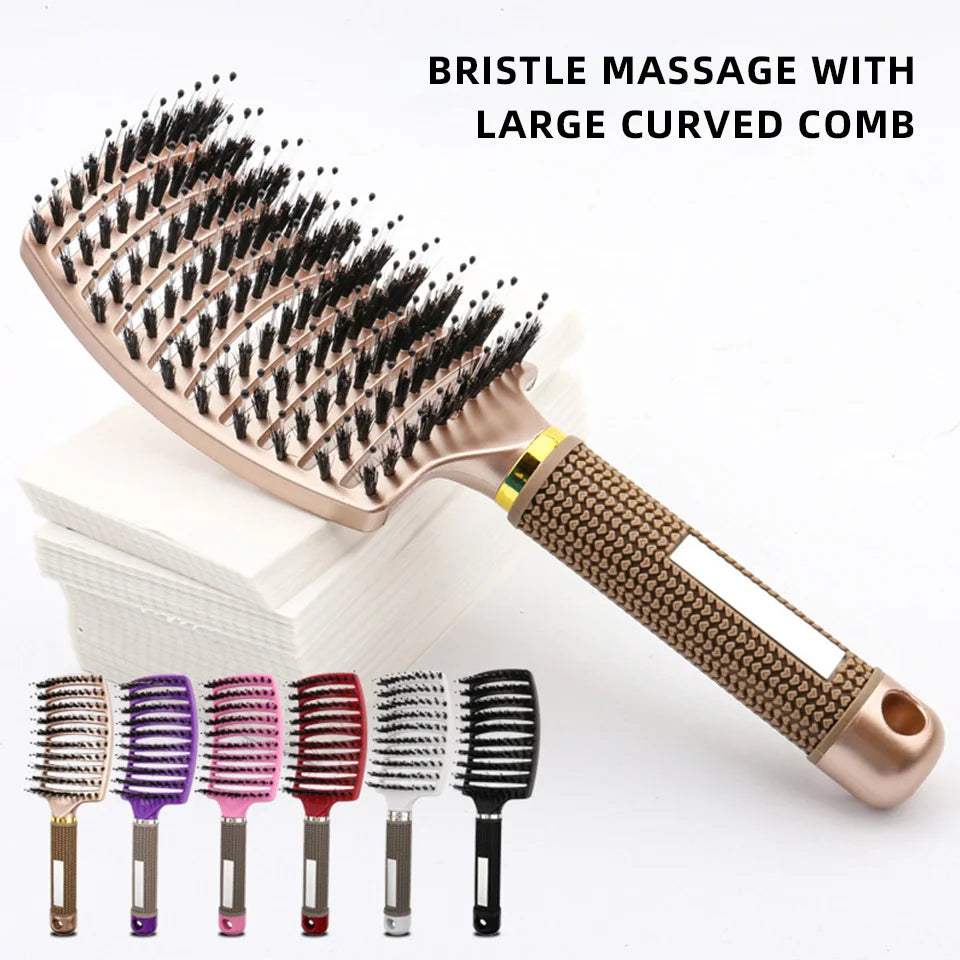 Hair Scalp Massage Comb Bristle Nylon Hairbrush Wet Curly Detangle Anti-Static Hair Brush Professional Salon Hairdressing Style