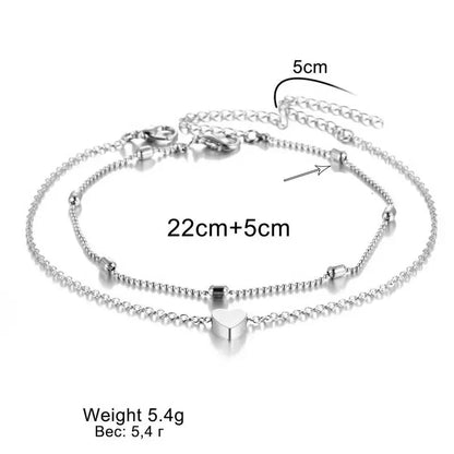 Delysia King Women Summer Round Bead Chain Love Anklet Simplicity Temperament Double-deck Holidays  Ankle Bracelet