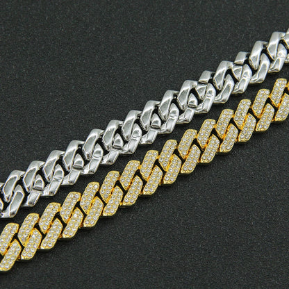 14mm Hip Hop Cuban Link  For Men Silver Color  Jewelry