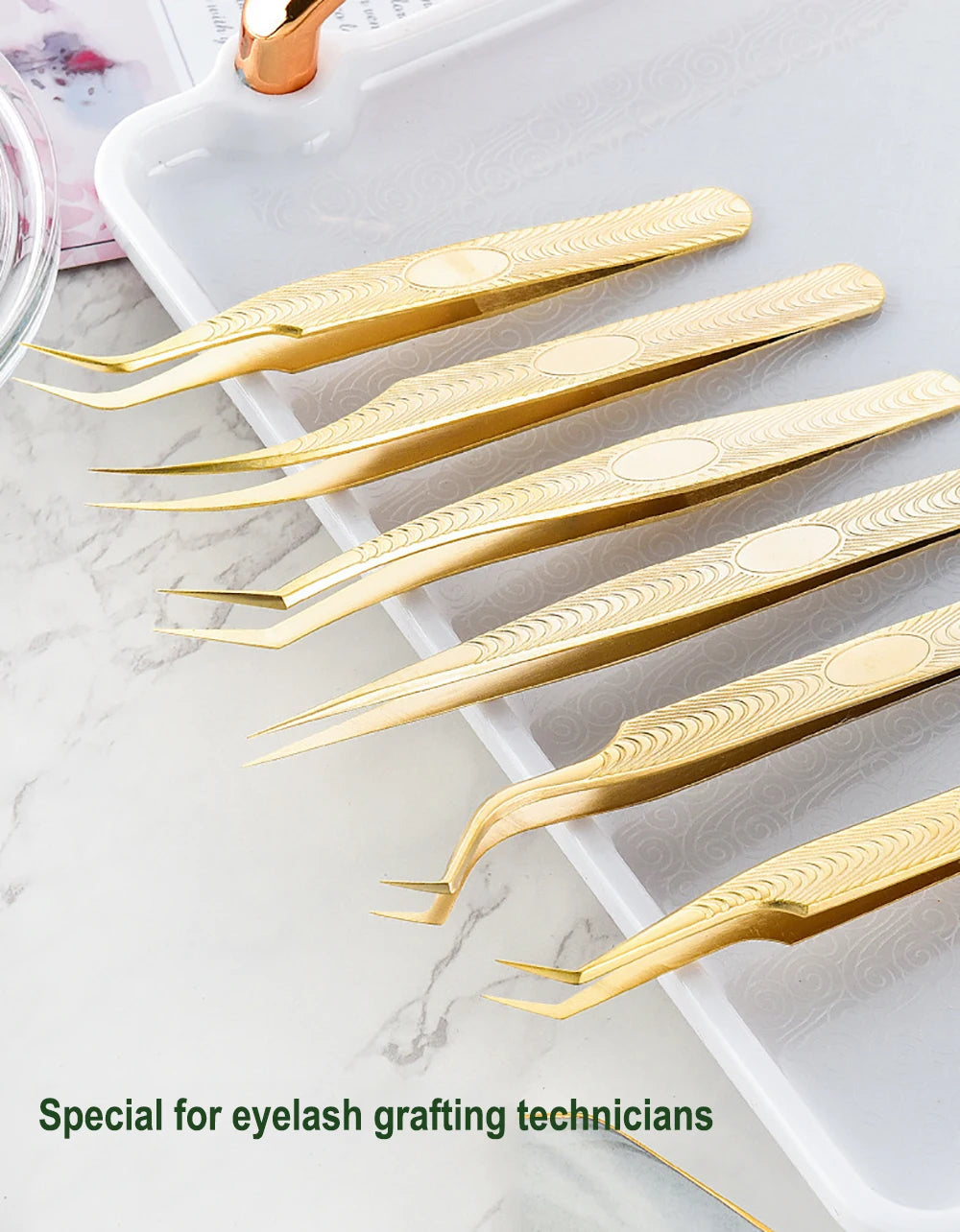 Tweezers Professional Golden Stainless Steel