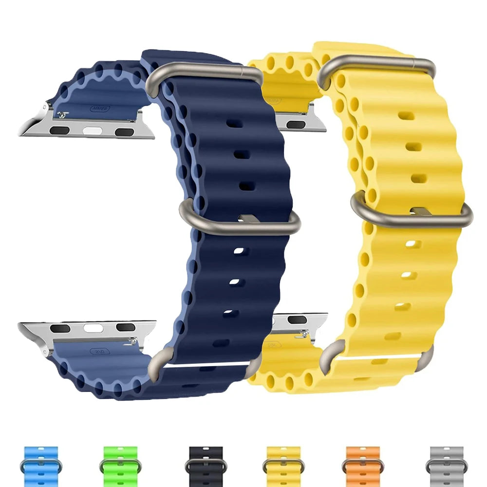 Bracelet en silicone Ocean Band pour Apple Watch Series 9/7/8/6/SE