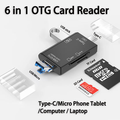 USB3.0 Card Reader 6 in 1 OTG Multifunction Type C Micro TF SD USB Card Reader