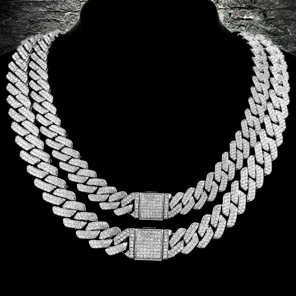 14mm Hip Hop Cuban Link  For Men Silver Color  Jewelry