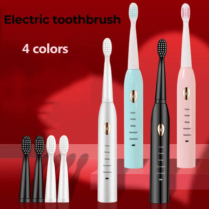 Sonic Rechargeable Electric Toothbrush Washable Whitening Timer for Men and Women Adult With 4pcs Head Soft Hair IPX7 Waterproof