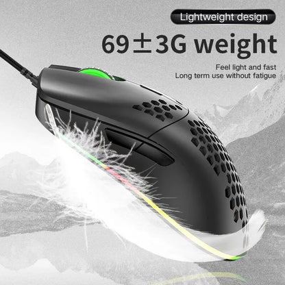 Wired Gaming Mouse - Ultralight Honeycomb Shell RGB Backlit