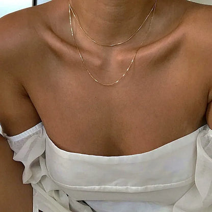 Kpop Women Neck Chain Gold Color Choker Necklaces Thin Chain On The Neck Minimalist Pendant Jewelry Snake Chocker Collar Girl