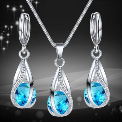 Chic Melody Pendant Necklace & Earrings Set - Glittering Zircon Crystal Jewelry for Women