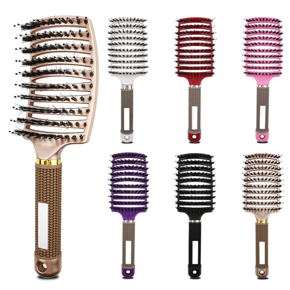 Hair Scalp Massage Comb Bristle Nylon Hairbrush Wet Curly Detangle Anti-Static Hair Brush Professional Salon Hairdressing Style