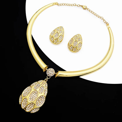 New Necklace And Earrings Set Unique Dubai Fashion Jewelry Nigeria Bride Wedding Party Gift