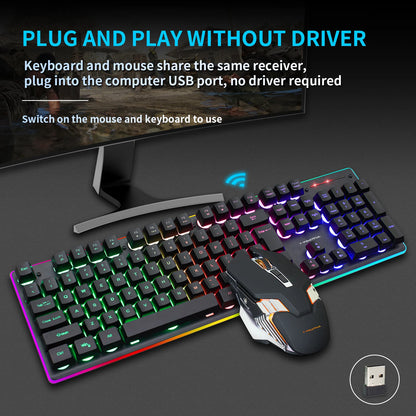 KM99G Aming Mechanical Keyboard Feel Rainbow LED Backlight USB Keyboard And Mouse Set Ergonomic For PC Laptop Computer Gamer